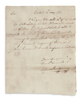 MONTGOMERY, JOHN. Two Autograph Letters Signed, to PA State Lottery Co-Manager David Jackson,